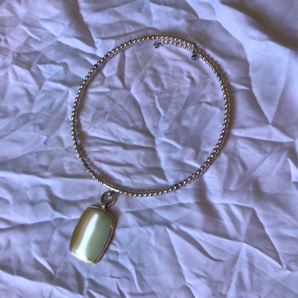 Silver necklace with Green Gem